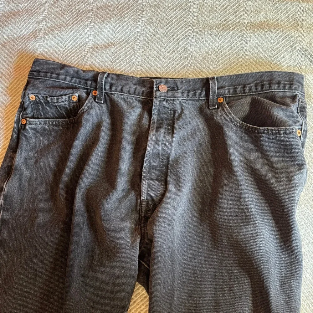 Levis 501 Jeans‎ Mens 42x30 (39x28) Black Button Fly Straight Leg Denim
